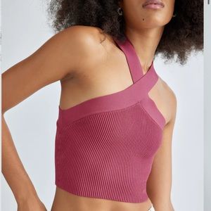 Aritzia Babaton Sculpt Knit Criss Cross Cropped Tank